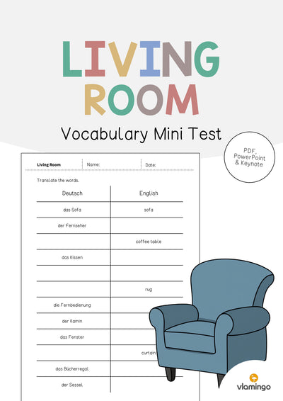 Living Room / Wohnzimmer: Vocabulary Mini Test (Englisch)