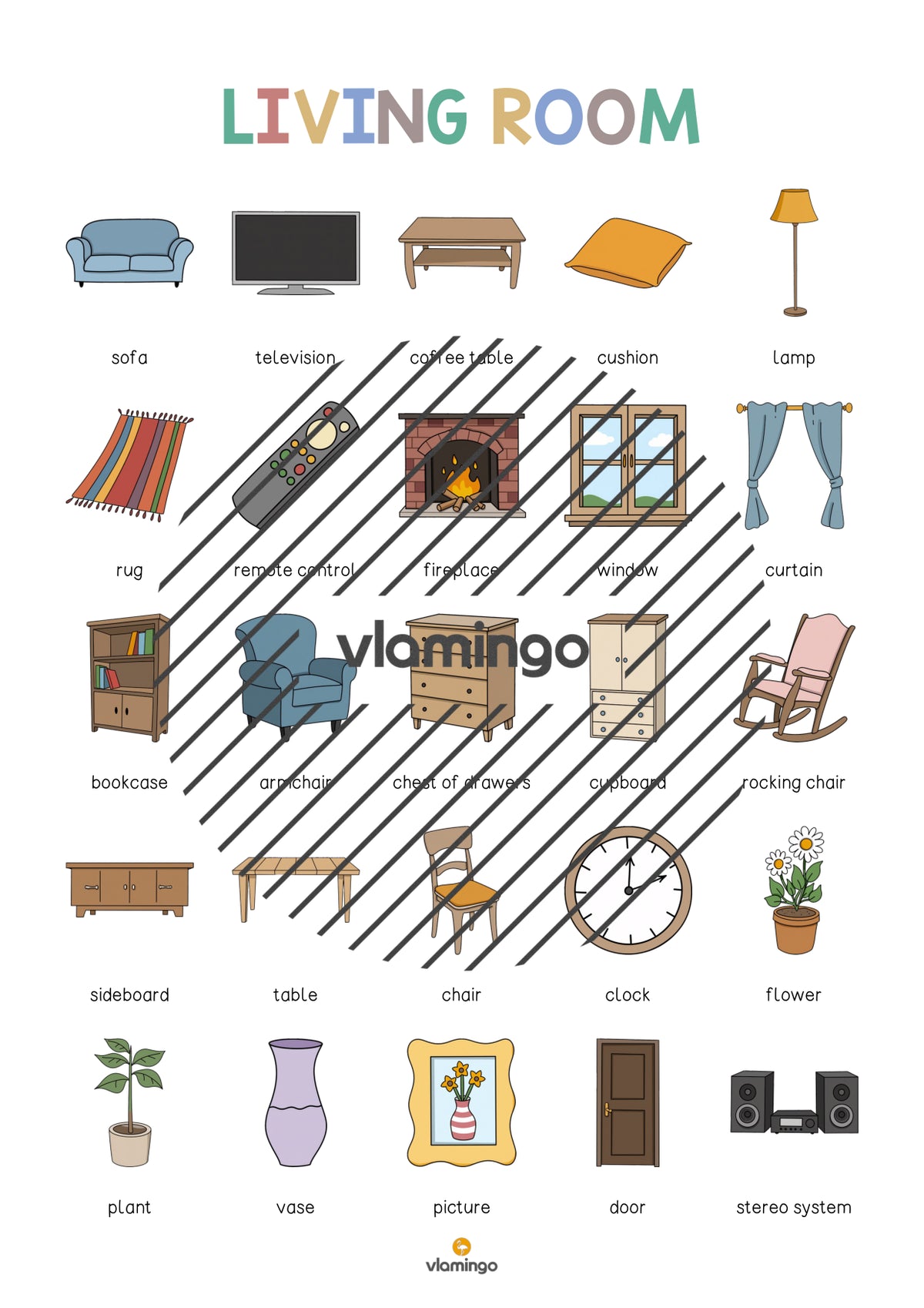 de englisch living room vocabulary poster 004