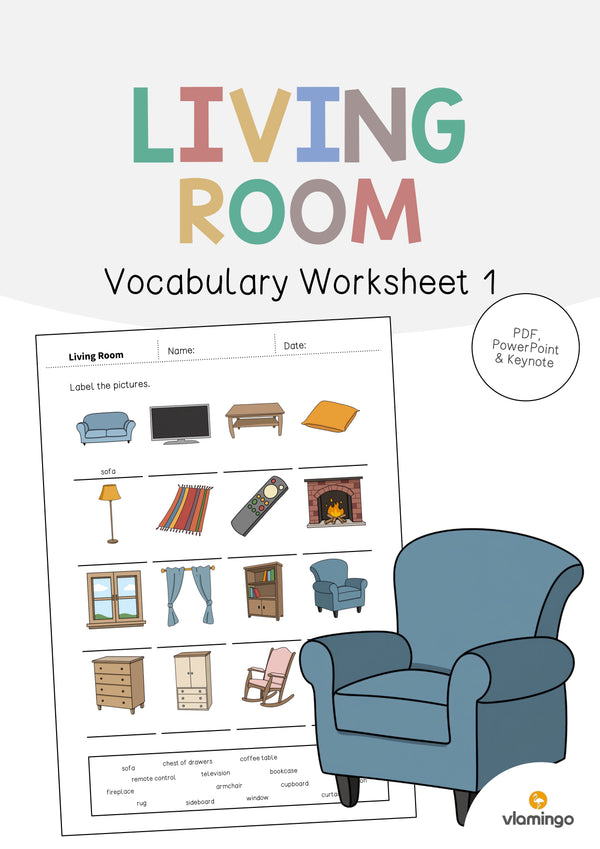 de englisch living room vocabulary worksheet 1 001