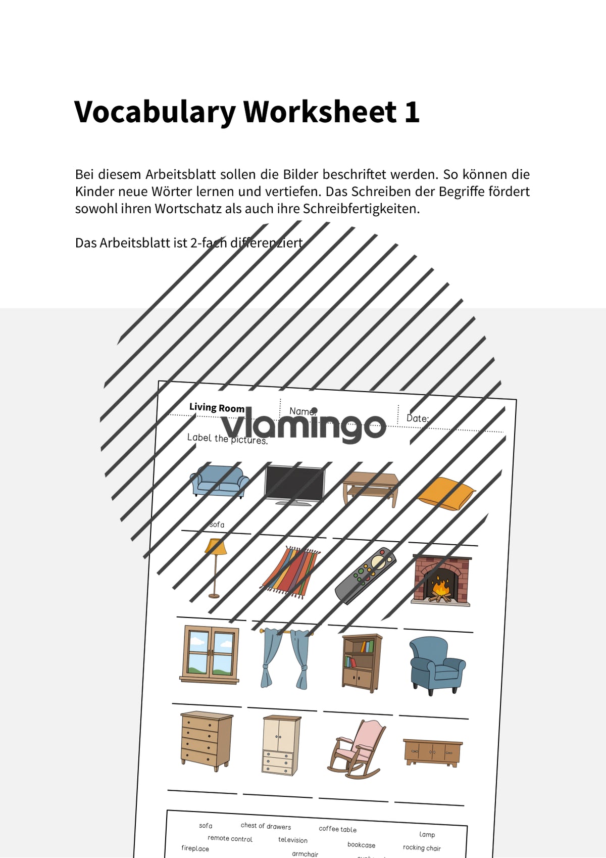 de englisch living room vocabulary worksheet 1 002