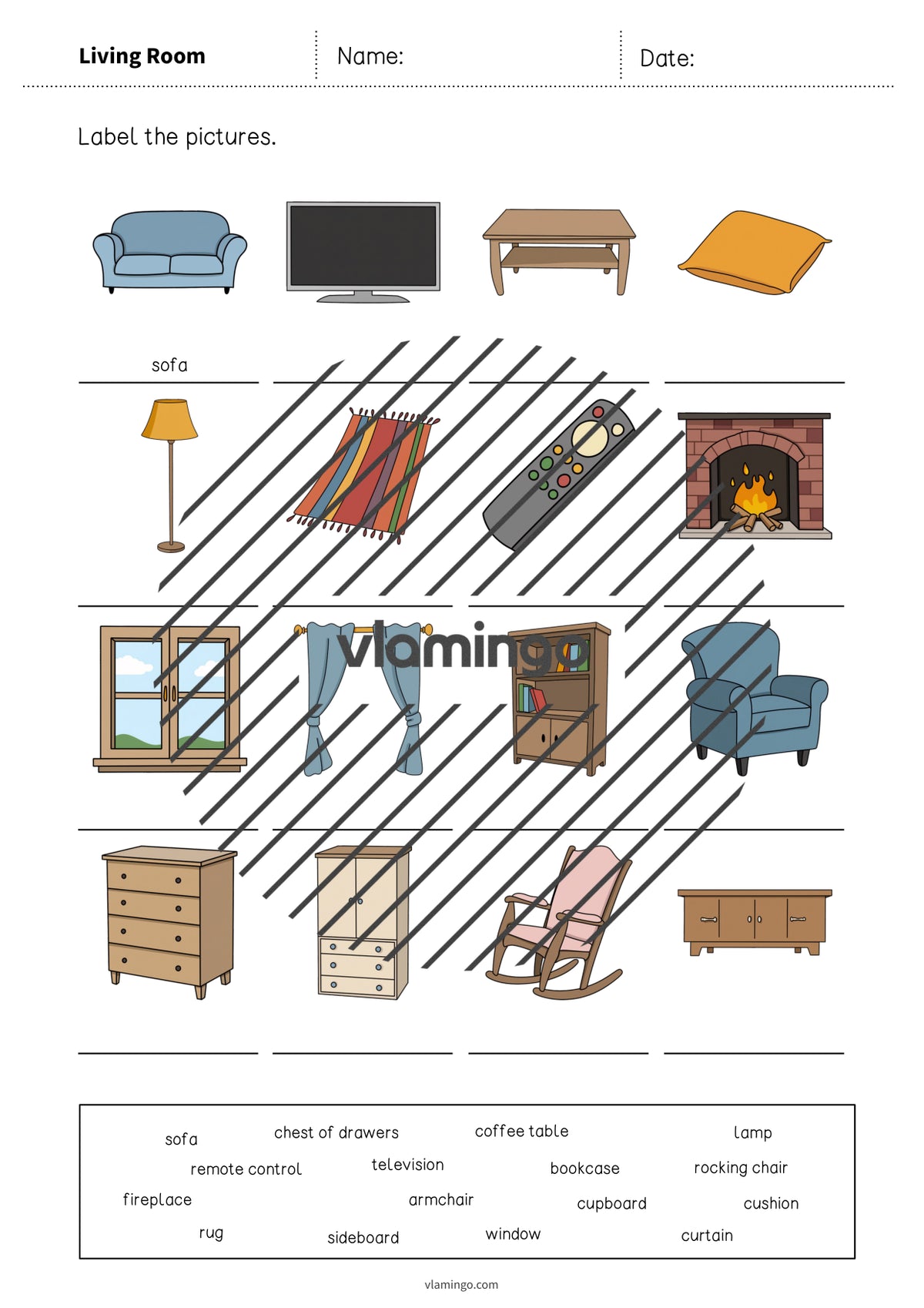 de englisch living room vocabulary worksheet 1 004
