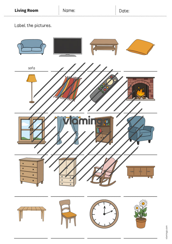 de englisch living room vocabulary worksheet 1 006