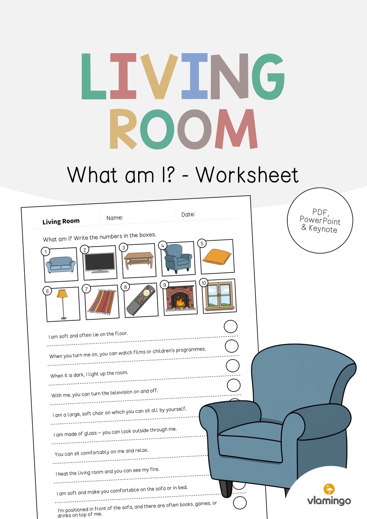 de englisch living room what am i worksheet 001