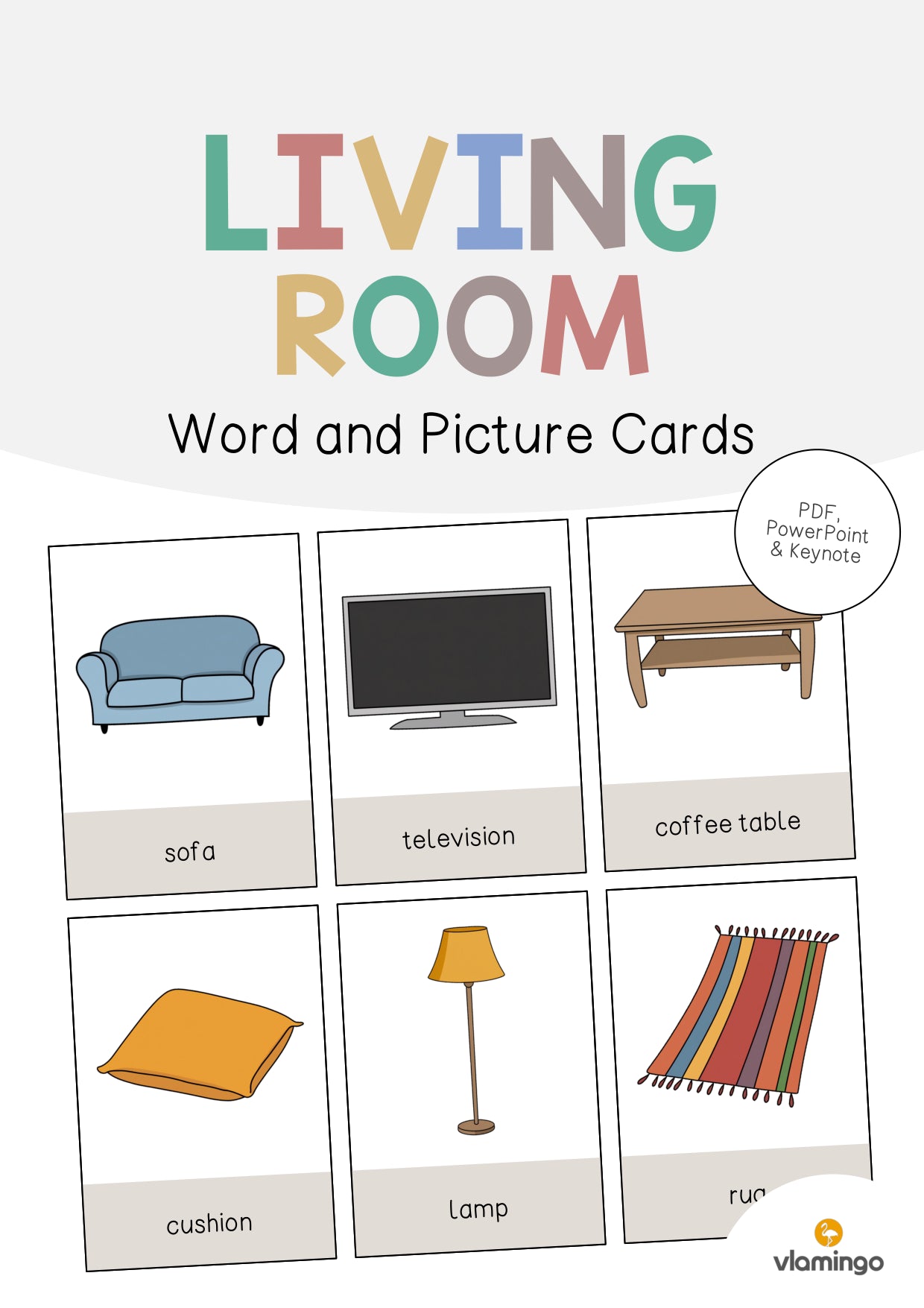 de englisch living room word and picture cards 001