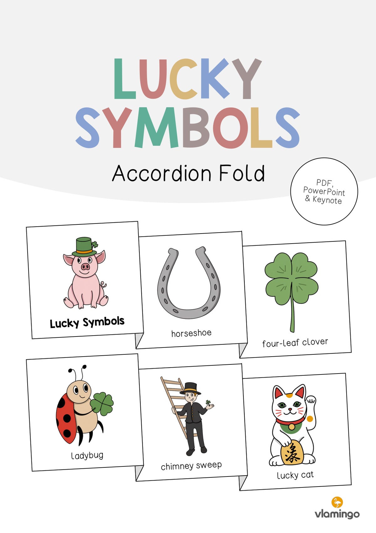 de englisch lucky symbols accordion fold 001