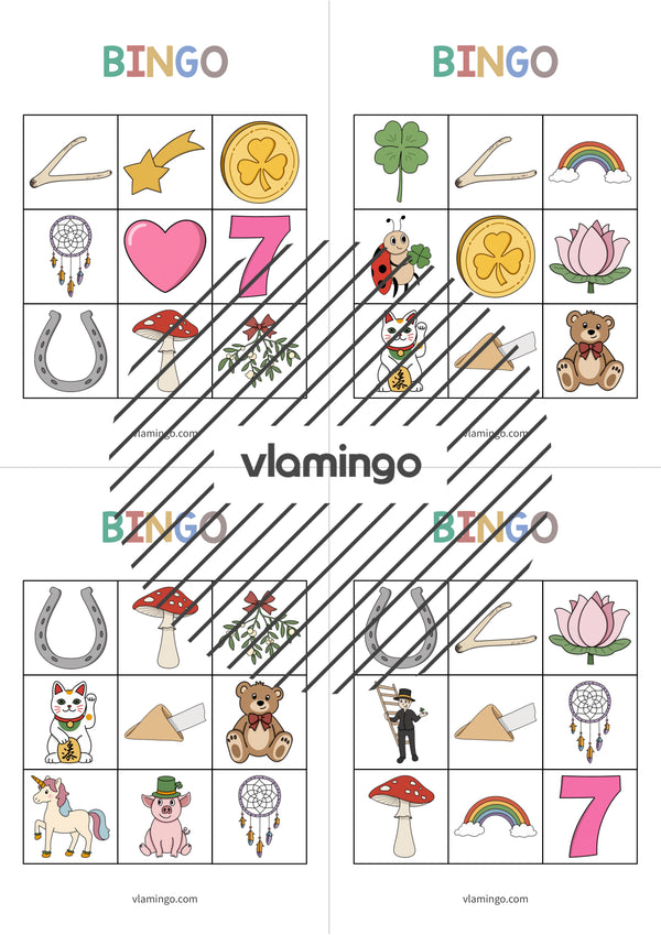 de englisch lucky symbols bingo 009