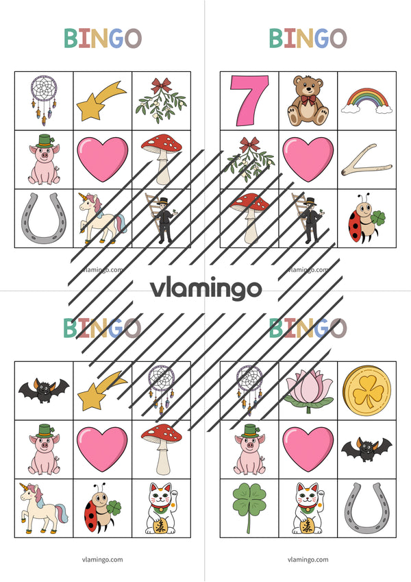 de englisch lucky symbols bingo 012