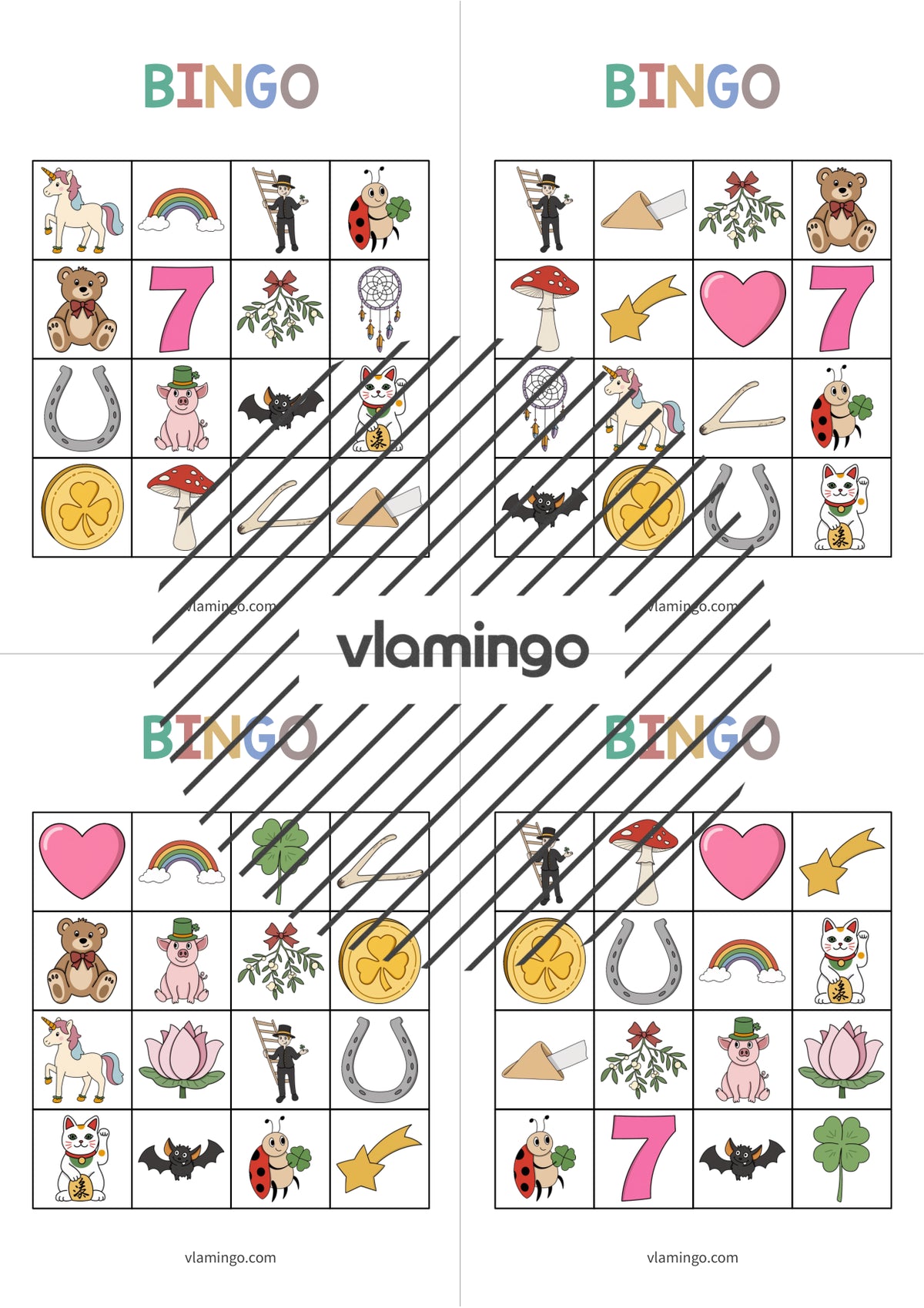 de englisch lucky symbols bingo 016