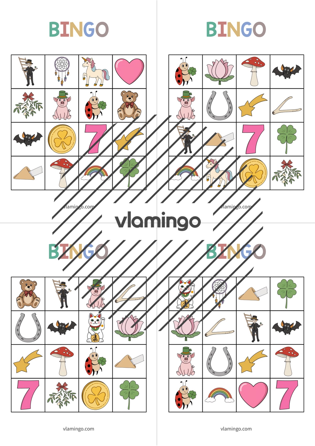 de englisch lucky symbols bingo 020