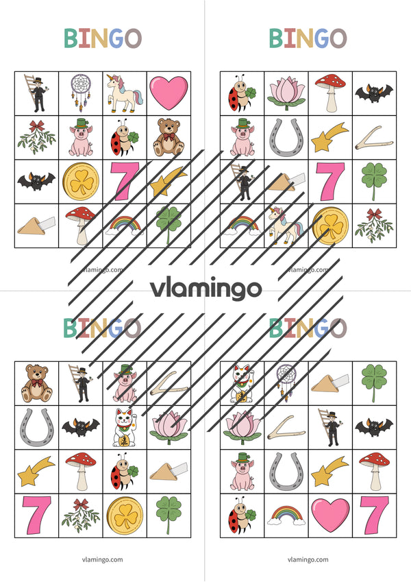 de englisch lucky symbols bingo 020