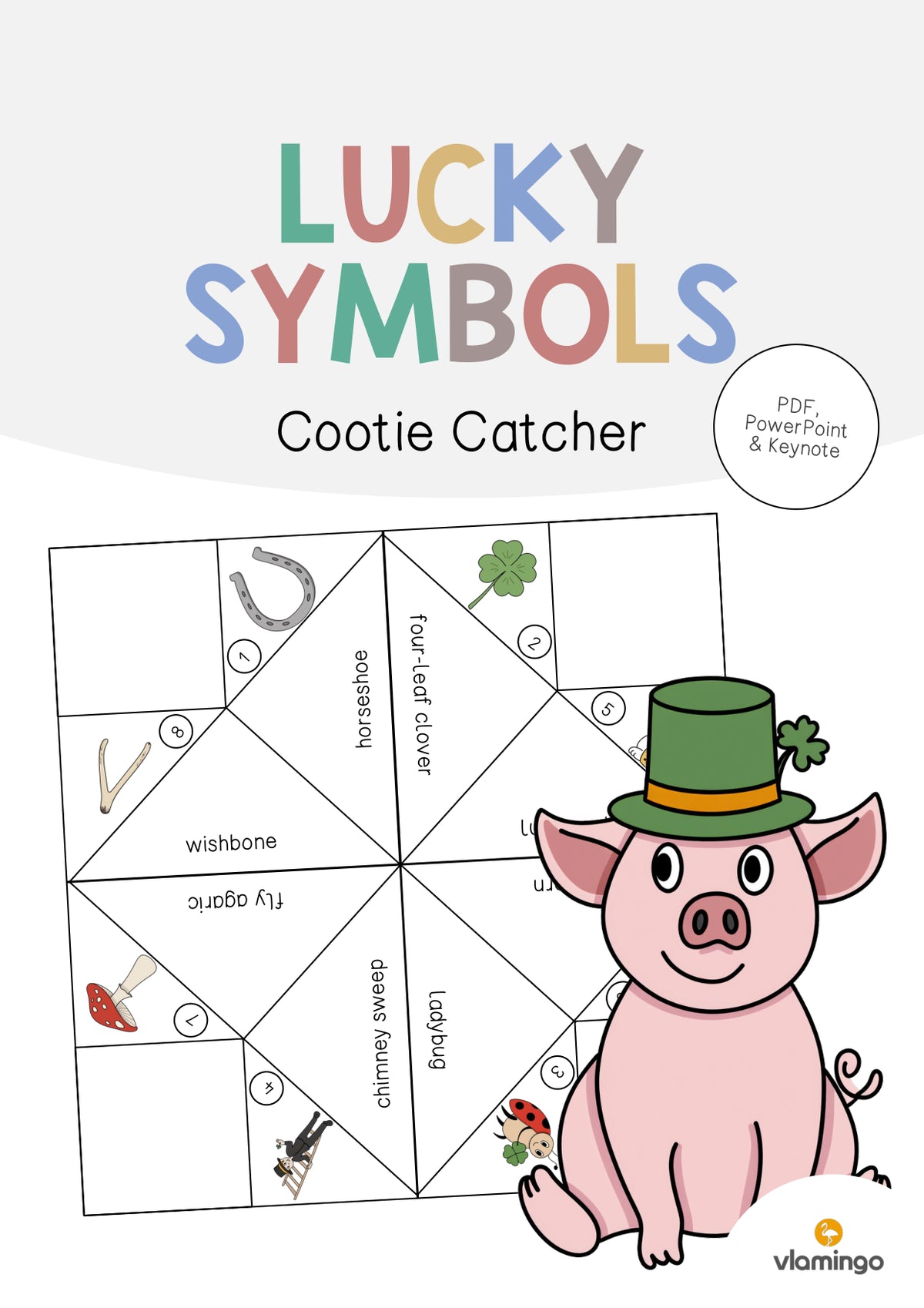 de englisch lucky symbols cootie catcher 001