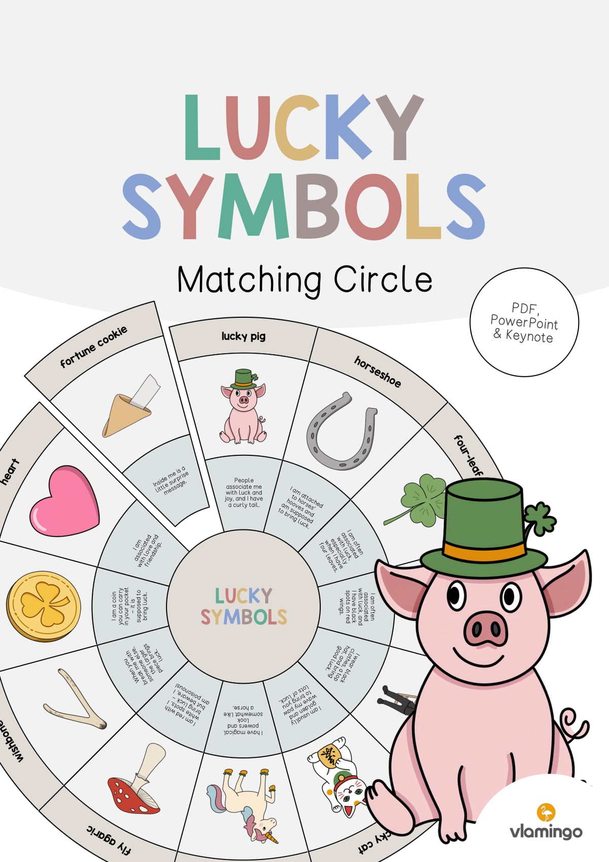 de englisch lucky symbols matching circle 001