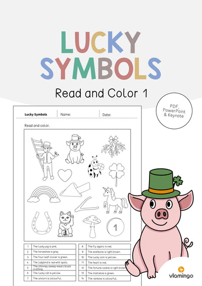 Lucky Symbols / Glückssymbole: Read and Color 1 (Englisch)