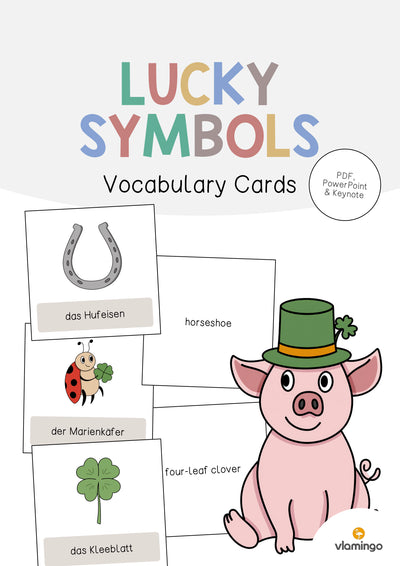 Lucky Symbols / Glückssymbole: Vocabulary Cards (Englisch)