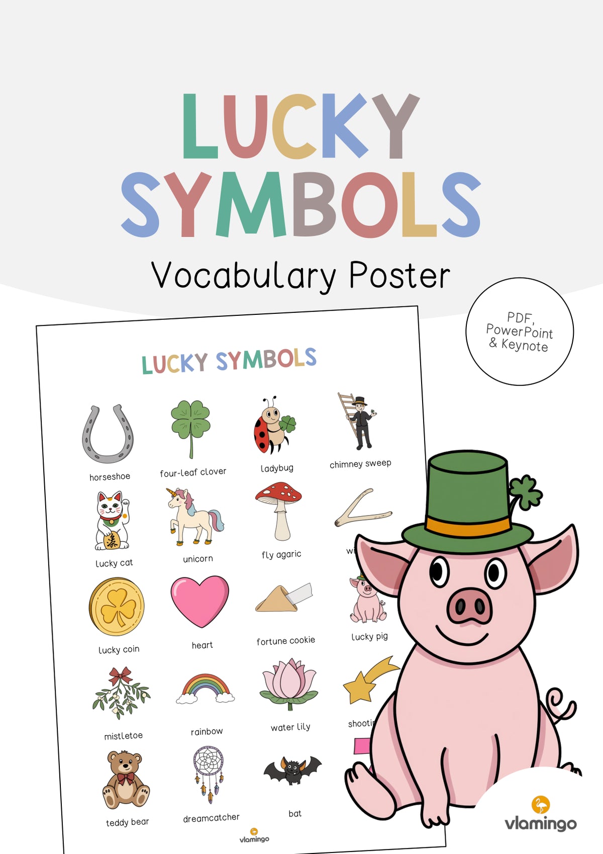 de englisch lucky symbols vocabulary poster 001