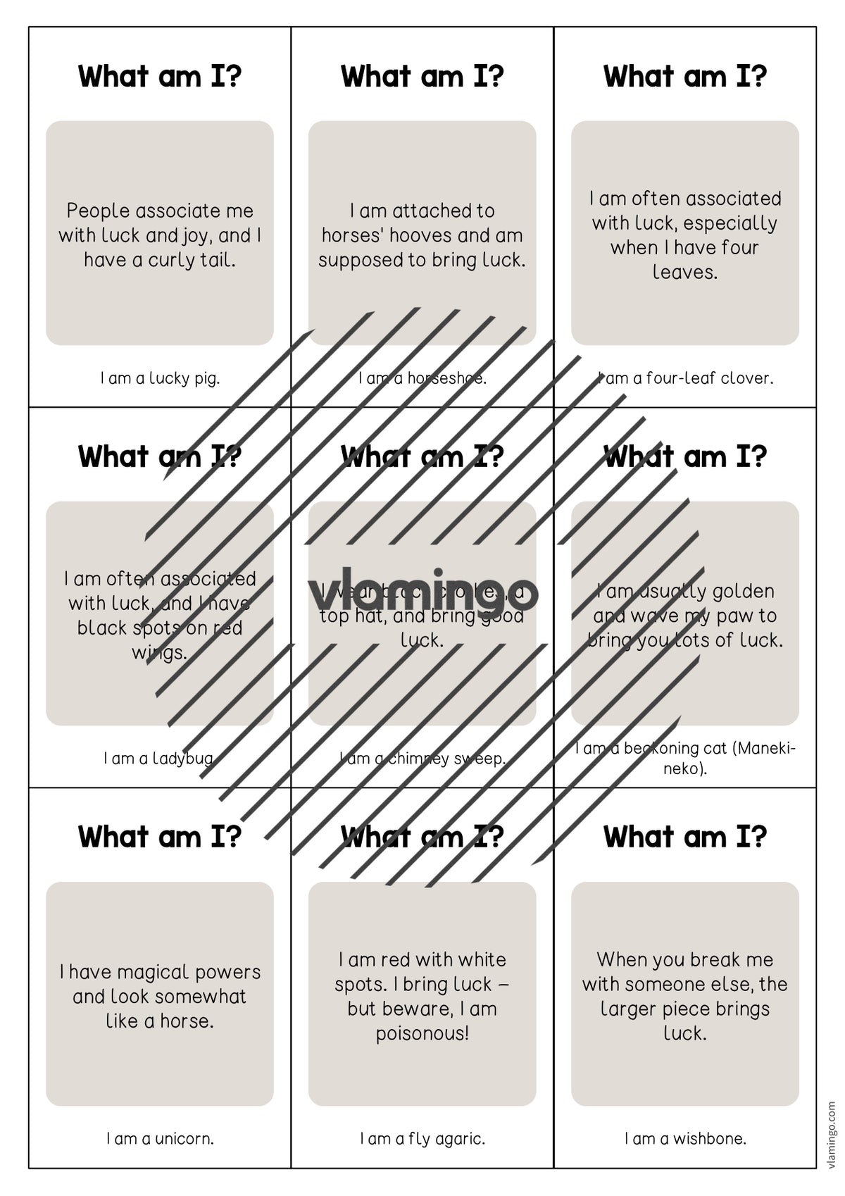 de englisch lucky symbols what am i cards 003