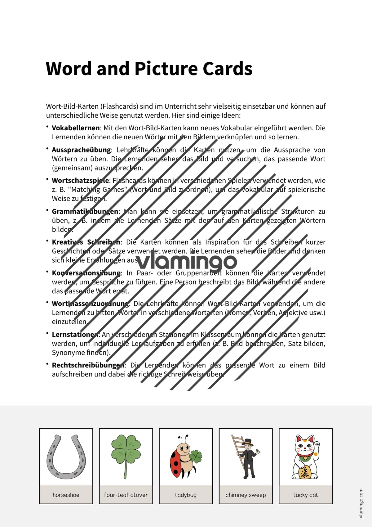 de englisch lucky symbols word and picture cards 002