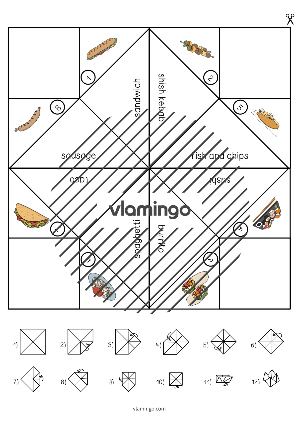 de englisch lunch dinner cootie catcher 007