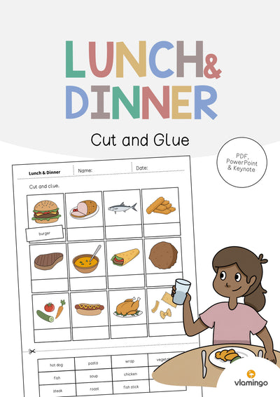 Lunch & Dinner / Mittag- & Abendessen: Cut and Glue (Englisch)