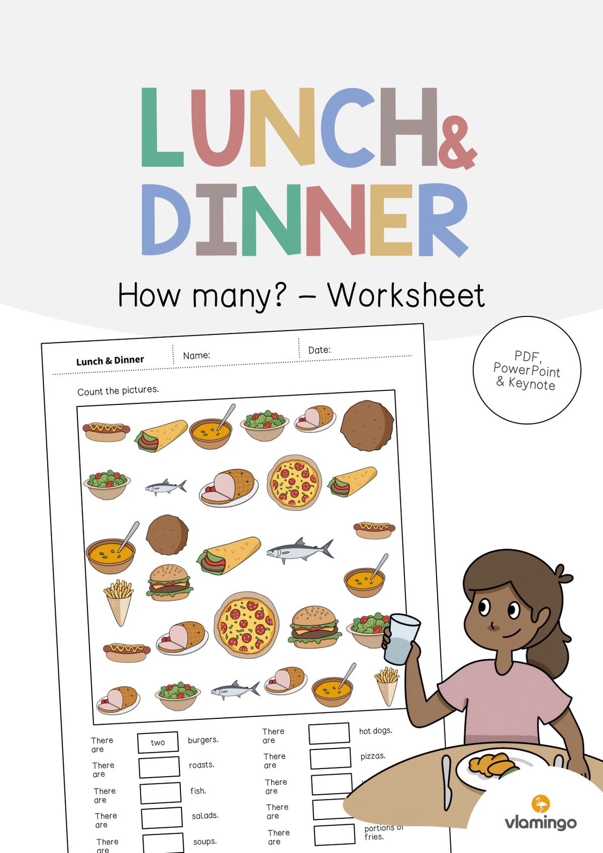 de englisch lunch dinner how many worksheet 001