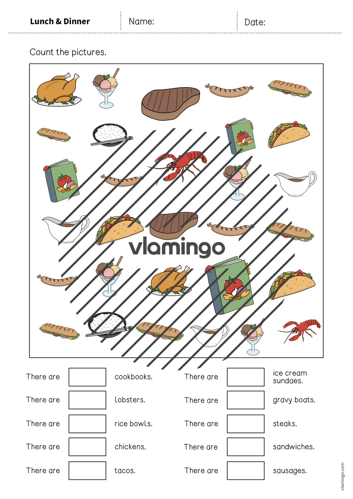 de englisch lunch dinner how many worksheet 005