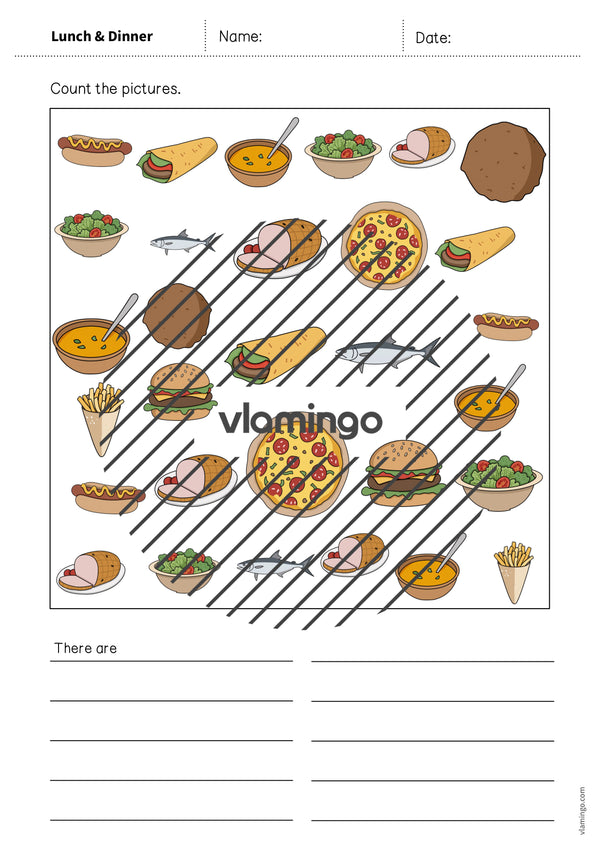 de englisch lunch dinner how many worksheet 007