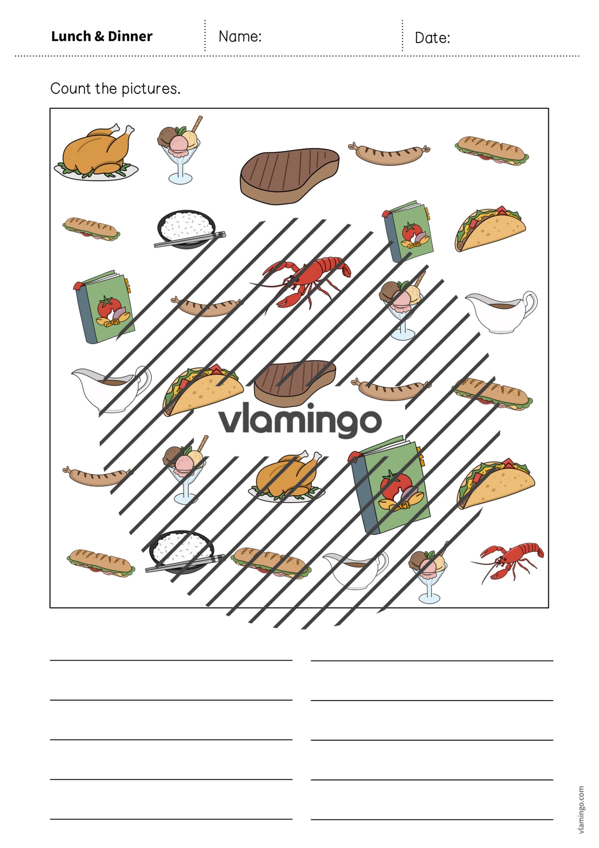 de englisch lunch dinner how many worksheet 008