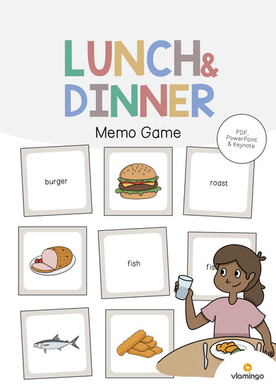 Lunch & Dinner / Mittag- & Abendessen: Memo Game (Englisch)