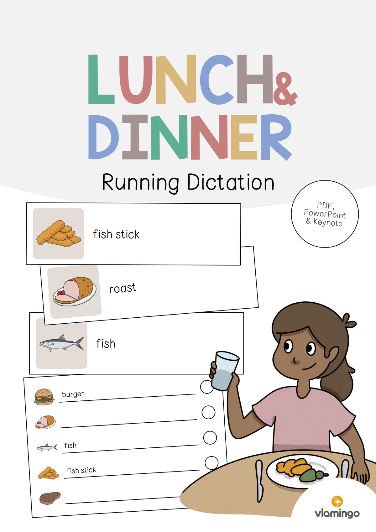 de englisch lunch dinner running dictation 001