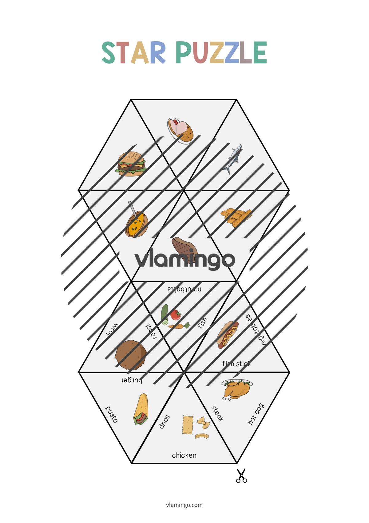 de englisch lunch dinner star puzzle 003