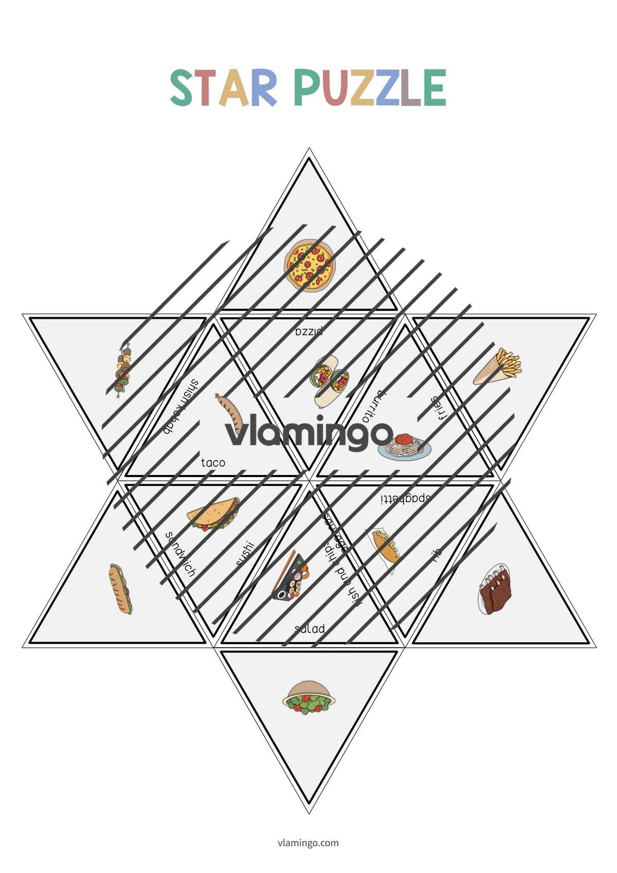 de englisch lunch dinner star puzzle 011