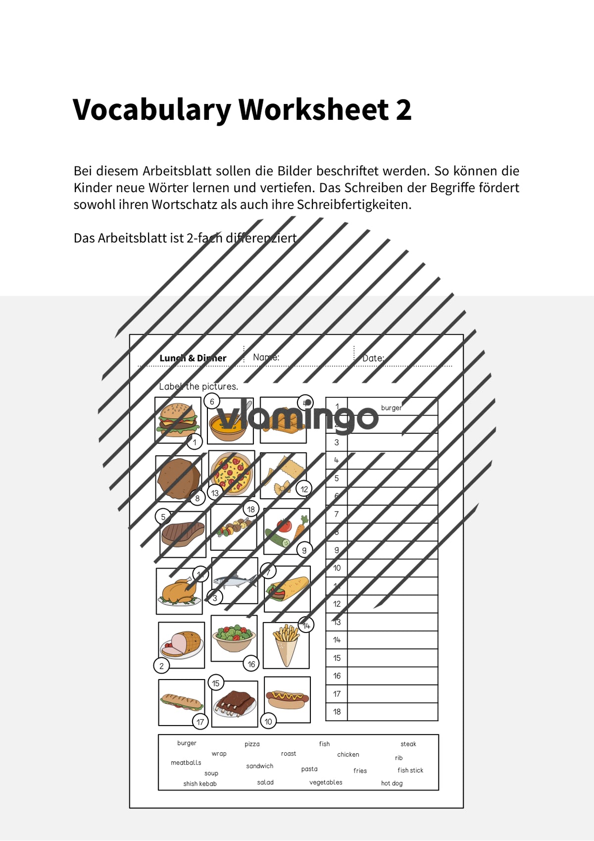 de englisch lunch dinner vocabulary worksheet 2 002