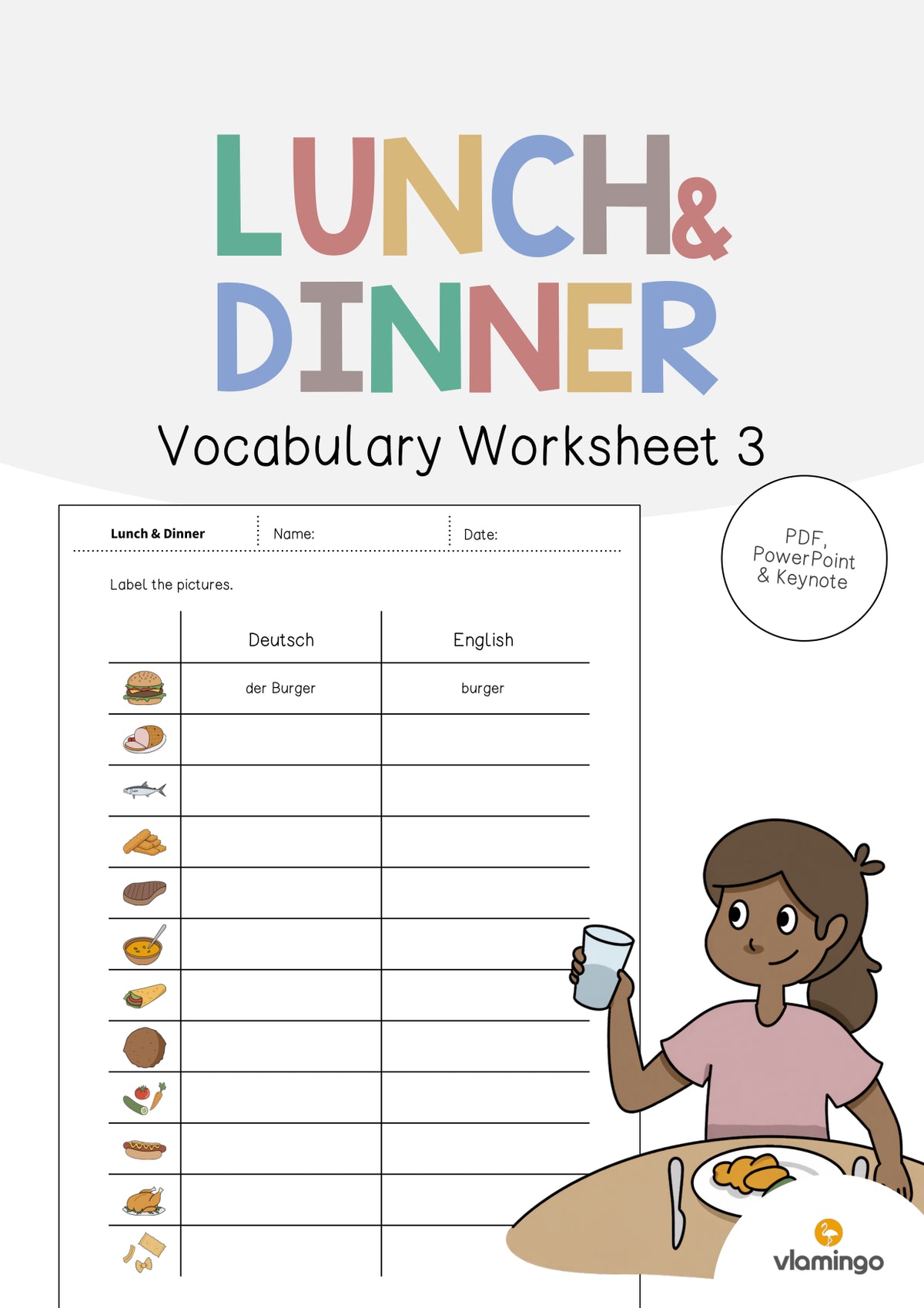 de englisch lunch dinner vocabulary worksheet 3 001