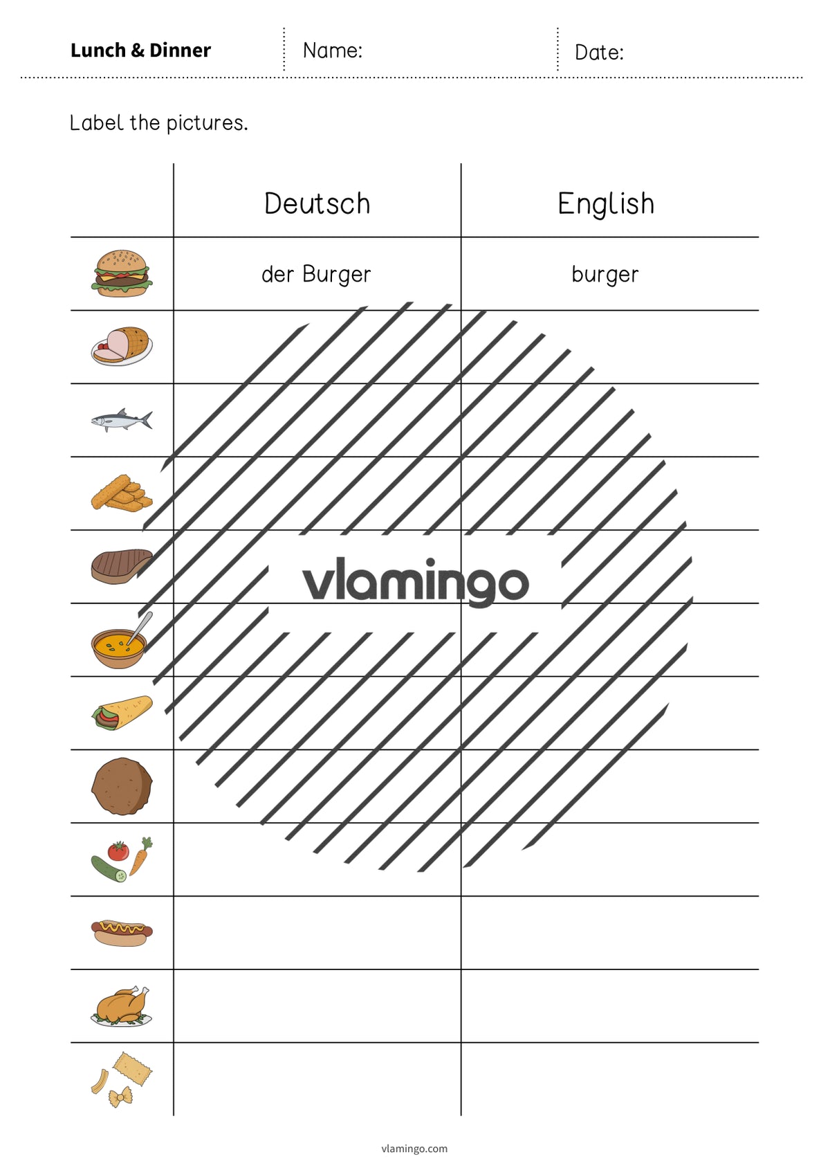 de englisch lunch dinner vocabulary worksheet 3 003