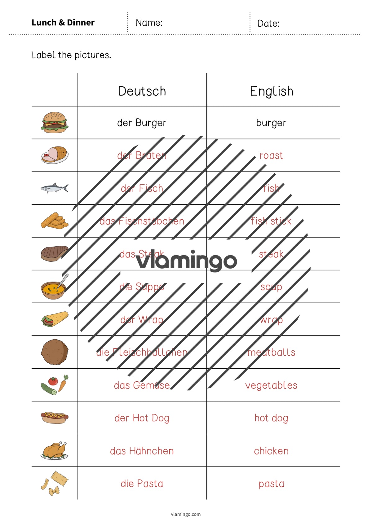 de englisch lunch dinner vocabulary worksheet 3 008