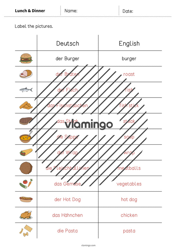 de englisch lunch dinner vocabulary worksheet 3 008