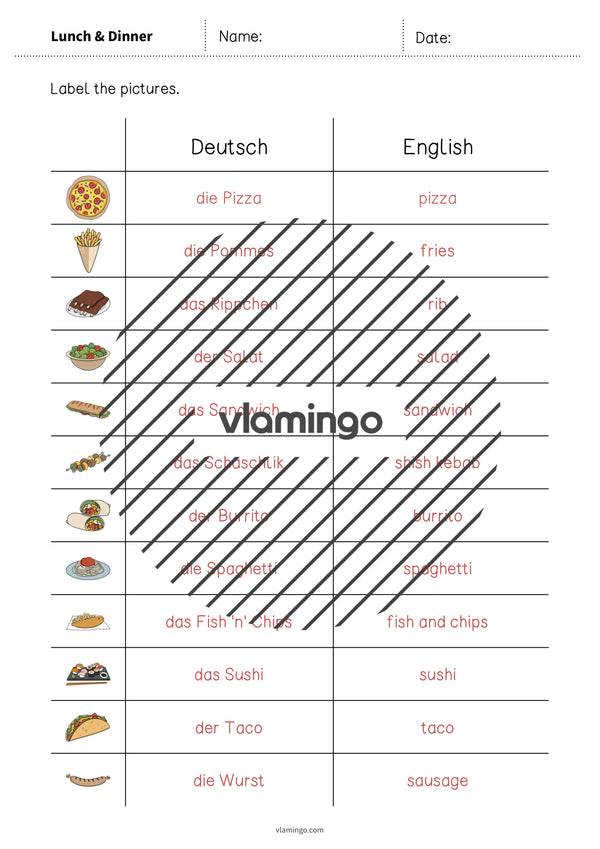 de englisch lunch dinner vocabulary worksheet 3 009