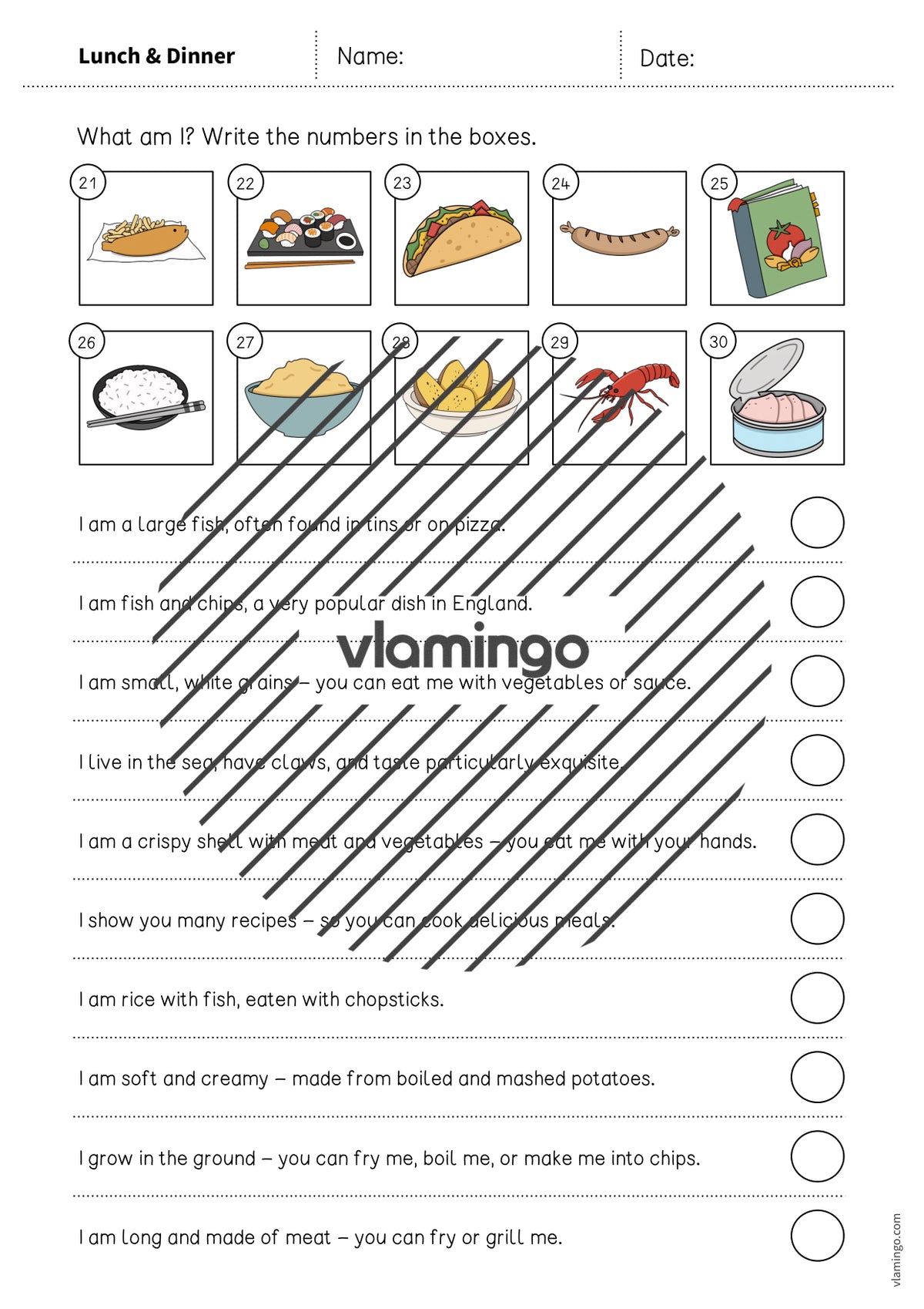 de englisch lunch dinner what am i worksheet 005