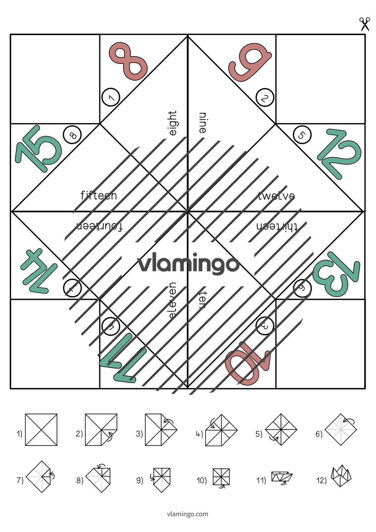 de englisch numbers cootie catcher 006