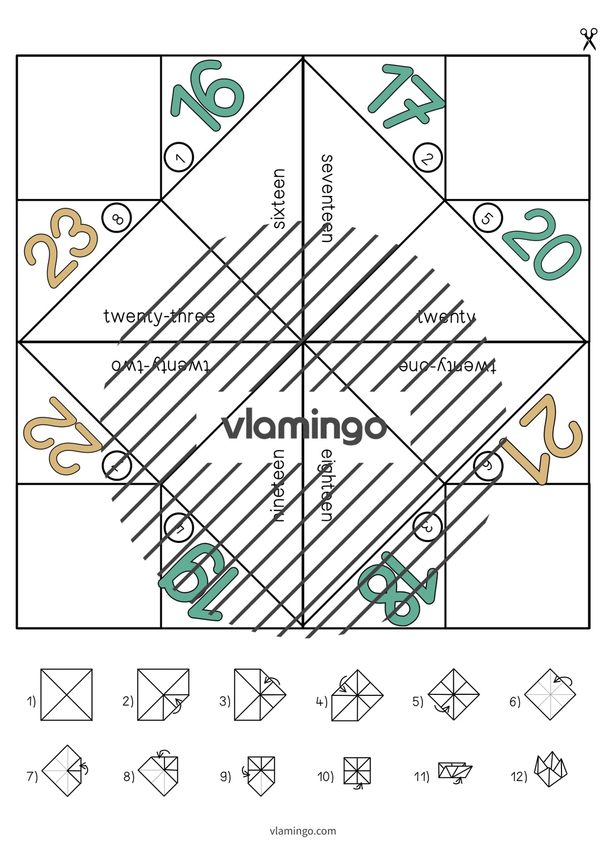 de englisch numbers cootie catcher 007