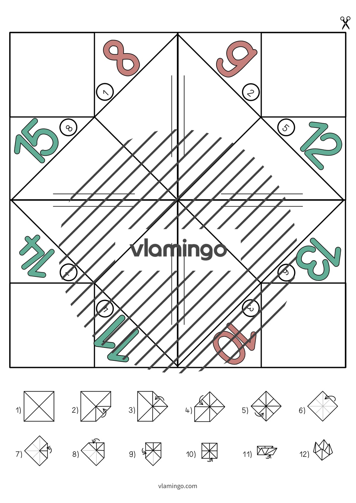de englisch numbers cootie catcher 010