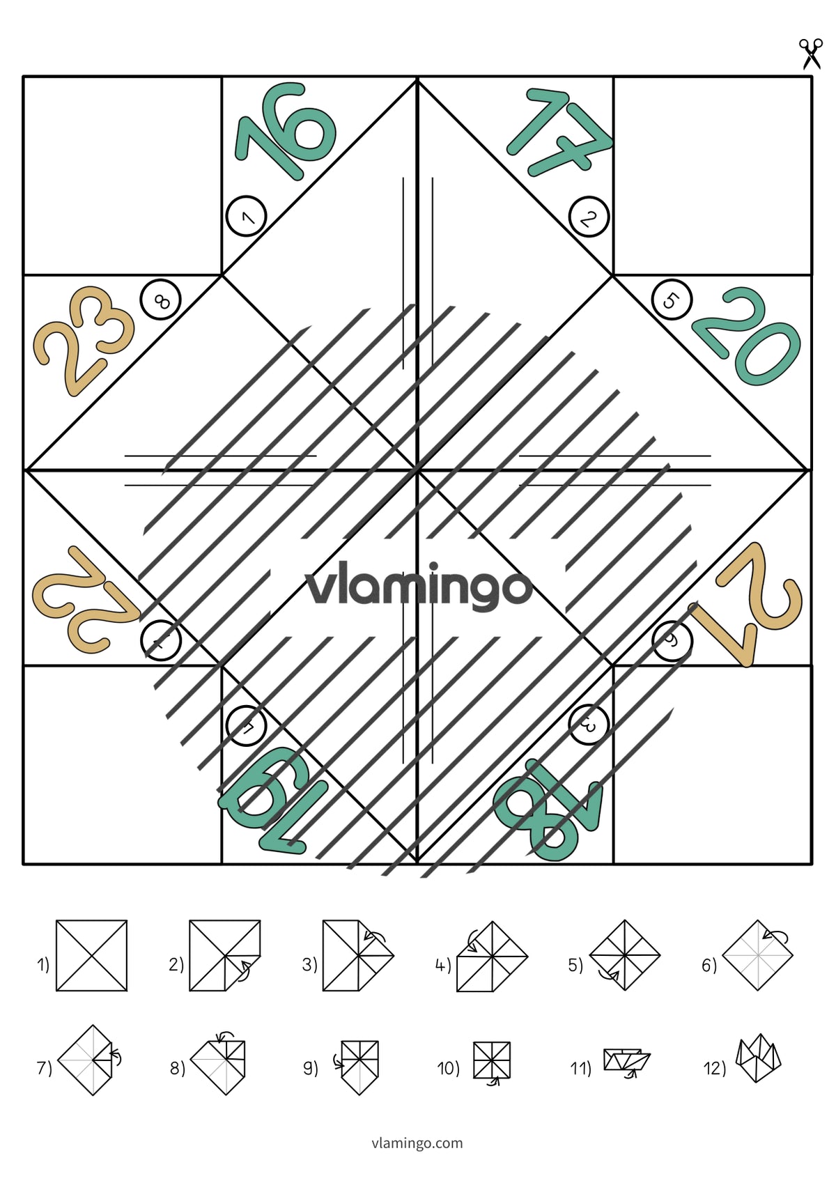de englisch numbers cootie catcher 011