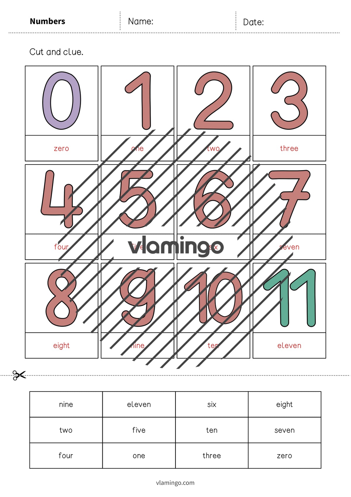 de englisch numbers cut and glue 007
