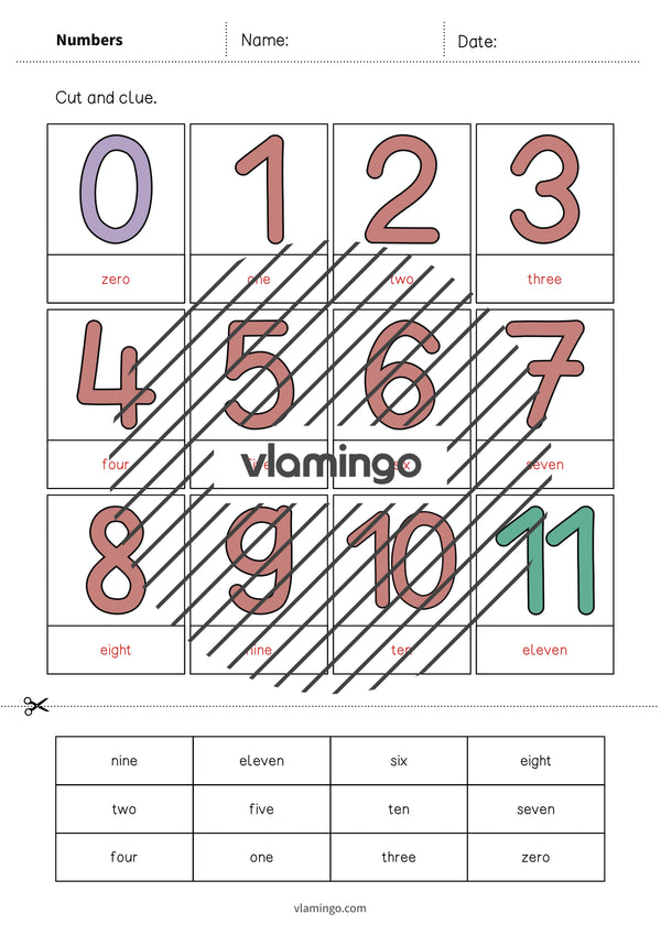 de englisch numbers cut and glue 007