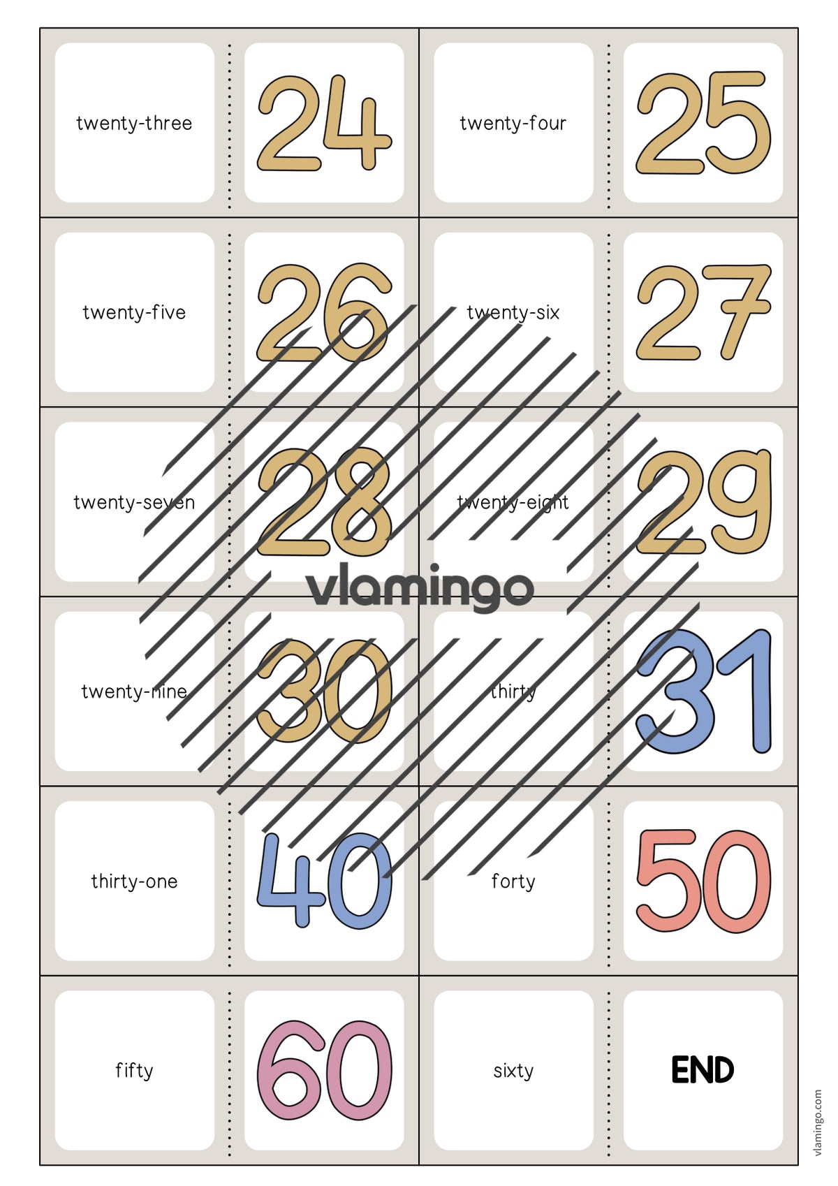 de englisch numbers domino 005