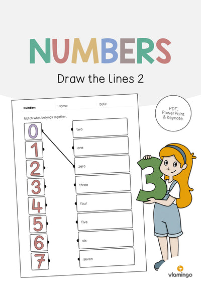 Numbers / Zahlen: Draw the lines 2 (Englisch)