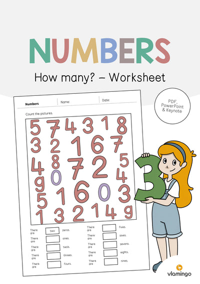 Numbers / Zahlen: How many? – Worksheet (Englisch)