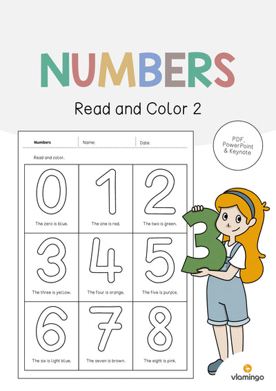 Numbers / Zahlen: Read and Color 2 (Englisch)