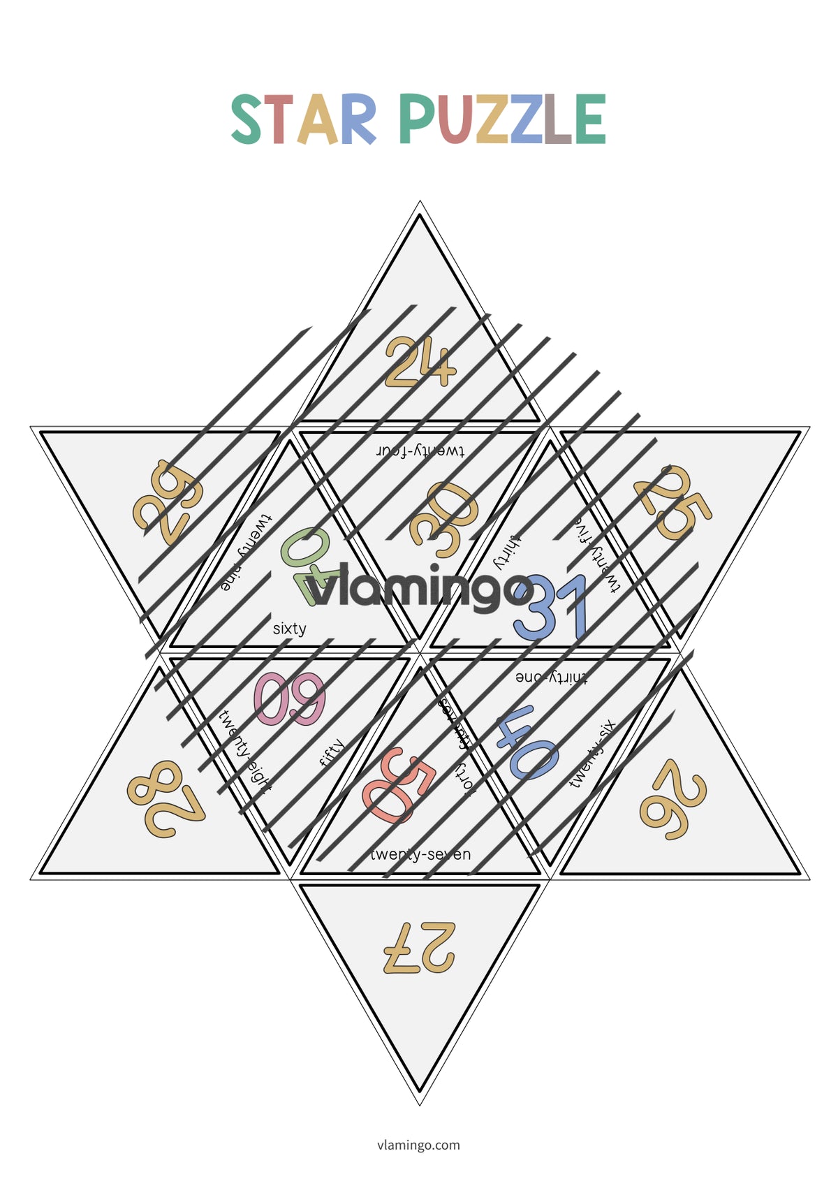 de englisch numbers star puzzle 012