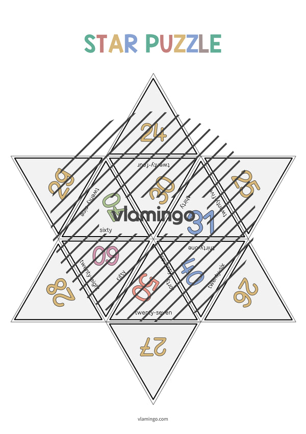 de englisch numbers star puzzle 012